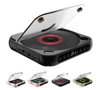 Lettore CD portatile con Bluetooth 5.3, Mini Lettore ricaricabile con altoparlanti e cuffie, supporta CD/USB/BT, schermo LCD e batteria da 2000 MAH, per casa, ufficio, viaggio black