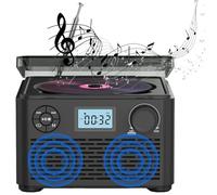 Lettore CD portatile con Bluetooth, batteria ricaricabile da 4000 mAh, 2 potenti altoparlanti da 2,5 W, riproduce CD/MP3/USB/radio FM, uso interno/esterno