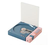 Lettore CD Portatile Con Bluetooth, Design Retrò Compatto, Batteria Ricaricabile, Sistema Audio Domestico Da Tavolo, Uscita SPDIF(Blue)