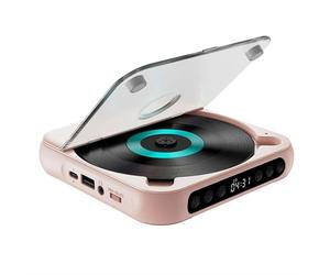 Lettore CD portatile con Bluetooth, piccoli lettori CD Hi-Fi con altoparlante, riproduttore compatto per auto/studio/viaggi, incluso cavo USB-C e auricolari (rosa)