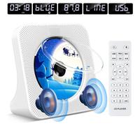 Lettore CD portatile con Bluetooth, radio FM Boombox con telecomando, doppio altoparlante Hi-Fi integrato, AUX, bianco