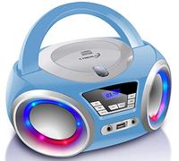 Lettore CD Portatile Con Illuminazione a LED, Radio Stereo FM, USB, MP3, Ingresso Cuffie e Aux In - Impianto Stereo Per Bambini