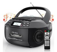 Lettore CD portatile con lettore di cassette con nastro CD MP3 USB FM riproduzione Bluetooth, Boombox con display a LED e telecomando, alimentazione AC/DC