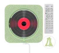 Lettore CD Portatile con Radio FM Usb Riproduzione Schede Tf Display Led E Telecomando Lettore CD Montabile Parete Lettore Musicale con Copertura Antipolvere per Uso Domestico E Ufficio(Green)