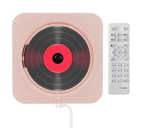 Lettore CD Portatile con Radio FM Usb Riproduzione Schede Tf Display Led E Telecomando Lettore CD Montabile Parete Lettore Musicale con Copertura Antipolvere per Uso Domestico E Ufficio(Pink)