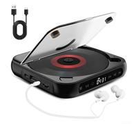 Lettore CD portatile, design compatto con suono Hi-Fi, connettività wireless e cablata, batteria ricaricabile per ore di gioco, per casa, viaggi e uso in movimento (nero)