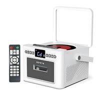 Lettore CD Portatile, Lettore CD di Cassette Boombox 5.1 Bluetooth, Doppi Altoparlanti Stereo da 5 W, con Batteria da 5000 mAh, Display a LED con Radio FM, Telecomando,per AUX/SD/USB White