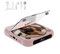 Lettore CD portatile, mini lettori CD ricaricabili 2025, lettore CD compatibile con Bluetooth, con altoparlanti e cuffie, lettori CD compatti personali, supporta CD/USB/BT per auto, casa e viaggi