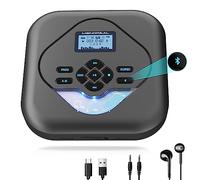 Lettore CD portatile, Monodeal lettore CD portatile Bluetooth, lettore CD ricaricabile con altoparlante, lettore CD per auto, lettore CD anti-salto piccolo con auricolare