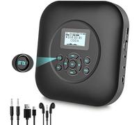 Lettore CD portatile, ricaricabile 1800 mAh, lettore CD portatile Bluetooth con altoparlante, protezione antiurto e anti-skip, cavo AUX e cuffie per casa auto e viaggi