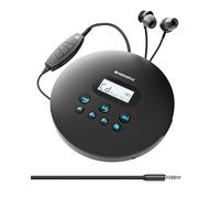 Lettore CD portatile ricaricabile con Bluetooth 5.3 | Lettore CD da auto con ingresso AUX, 12 ore di riproduzione, funzione anti-salto, USB-C e cuffie incluse | CD/CD-R/MP3 | Oakcastle CD100