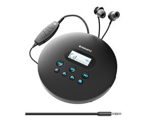 Lettore CD portatile ricaricabile con Bluetooth 5.3 | Lettore CD da auto con ingresso AUX, 12 ore di riproduzione, funzione anti-salto, USB-C e cuffie incluse | CD/CD-R/MP3 | Oakcastle CD100