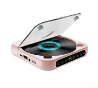 Lettore CD portatile, ricaricabile da 2000 mAh con altoparlanti integrati, tecnologia anti-skip, supporta la riproduzione AUX USB, per uso domestico in auto e in viaggio (918 rosa)