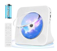 Lettore CD Portatile Ricaricabile da 4000 mAh, Lettore CD Bluetooth con Doppio Altoparlante HIFI Incorporato, Telecomando, Timer, Riproduzione USB/AUX, Bianco