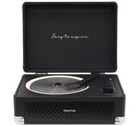 PRIXTON Lettore CD Portatile con Bluetooth, Radio FM e AUX, Altoparlante 6W (2x3W), Compatibile CD/MP3/WMA, Batteria Ricaricabile 3000 mAh, Uscita Cuffie, Design a Valigetta (Nero)