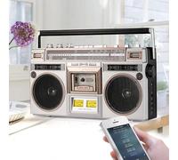 Lettore CD retrò Boombox, registratore a nastro Bluetooth Radio AM/FM, con manopola del volume e funzione di riproduzione nastro, supporto ingresso SD/USB, modalità di registrazione, per riunioni