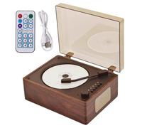 Lettore Cd Retrò con Altoparlanti Ricaricabili, Supporta Cd, Bluetooth | Musica domestica portatile compatibile Bluetooth 5.0 con telecomando, audio in legno per studio domestico(walnut)