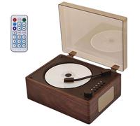 Lettore CD Retrò, Lettore Musicale Da Tavolo Retrò Con Copertura Antipolvere, Telecomando E Controllo a Pulsanti, Opzioni Di Riproduzione E Connessione Multiple, Lettore Ricaricabile Per Casa Walnut