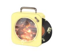Lettore CD stereo vintage Bluetooth per dischi in vinile, piccolo, giallo