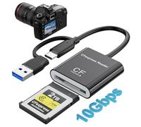 Lettore CFexpress Tipo B USB 3.2 Gen 2 10 Gbit/s - 2-in-1 USBC & USBA Card Reader CF express Tipo B - Compatibile Thunderbolt 3/4 - Alluminio, Plug & Play per PC, Mac, Laptop, Tablet, Smartphone