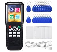 Lettore di carte d'identità RFID, duplicatore di fotocopiatrici, scrittore, versione inglese, RFID NFC, con 10 carte d'identità T557 125 kHz, 10 portachiavi ID 125 kh, 10 portachiavi IC 13,56 MHz