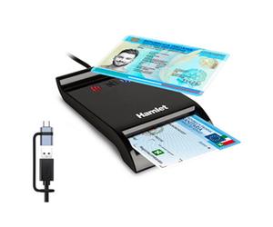 Lettore di carte intelligenti Hamlet HUSCR-NFCX USB Type-A/Type-C Nero