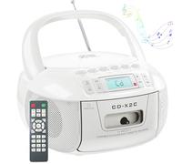 Lettore di Cassette, Lettore di Cassette CD con Telecomando, Radio AM/FM, Connessione Bluetooth, Display HD, Doppi Altoparlanti Stereo, 2 modalità di Ricarica, Centro Musicale, Lettore CD Boombox