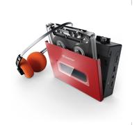 Lettore di cassette portatile Energy Systems - Bluetooth - Cuffie retrò incluse - Microfono per registrazione vocale - Batteria da 1200 mAh - USB-C - Rosso