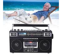 Lettore di cassette portatile, radio e registratore retrò Bluetooth con AM/FM/SW1/SW2, connessione Bluetooth/suono forte, stile classico anni '80