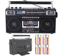 Lettore di cassette portatile, radio e registratore retrò con AM/FM/SW1/SW2, supporto ingresso SD/USB+jack per cuffie, connessione Bluetooth, classico stile anni '80 retrò