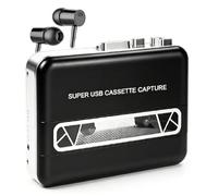 Lettore di cassette, registratore di cassette portatile, registratore di cassette, registratore di cassette, ricaricabile tramite USB, per ascoltare musica, feste, picnic
