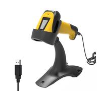 Lettore di codici a barre laser 1D automatico a mani libere con supporto, scanner desktop collegato USB per POS e gestione dell'inventario