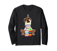 Lettore di donne nere con Book-Stack - Amante dei libri di ragazze afro Maglia a Manica