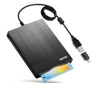 Lettore di floppy disk da 3,5 pollici, USB A/C, per PC, laptop, computer con Windows 11/10/7/XP, unità floppy disk portatile esterna (spazzolato striation)
