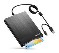 Lettore di floppy disk USB da 3,5 pollici, lettore di floppy disk esterno 3 1/2, portatile, lettore di floppy diskette USB C per PC, laptop, notebook con Windows 11/10 (pannello spazzolato, 3,5")