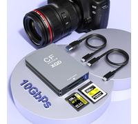 Lettore di Schede 3-in-1 CFexpress Type B/XQD/SD, Lettore CFexpress Type B a Doppio Slot in Alluminio USB 3.2 Gen 2 10 Gbps, include Cavi USB-C/C e USB-C/A, Compatibile Windows/Mac/Android/Linux