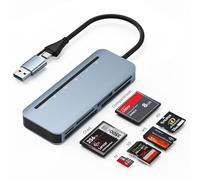 Lettore di schede CFast, adattatore per schede di memoria CFast in alluminio da 5 Gbps per Lexar, Transcend, Sony, lettura simultanea di 5 schede per schede CFast/CF/SD/TF/XD