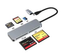 Lettore di schede CFast, lettore di schede USB C+A CFast 2.0, adattatore per schede di memoria C-Fast TypeC e USB-A 3.0 5Gbs per SD, Lexar, Sony, lettura simultanea di 5 schede CF/TF/SD/XD/CF