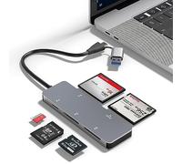 Lettore di schede CFast, USB 3.0 USB C CFast 2.0, adattatore per schede di memoria CFast in alluminio da 5 Gbps per SanDisk, Lexar, Transcend, Sony, lettura simultanea di 5 schede per schede