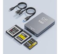 Lettore di schede CFexpress 3 in 1 tipo B/XQD/SD, USB 3.2 Gen 2 10 Gbps CFexpress tipo B con doppio slot, compatibile con Sony G/M Serie/Lexar/CF Express tipo B per Windows/Mac OS/Linux