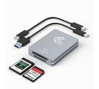 Lettore di schede CFexpress di tipo B/SD a doppio slot USB C, compatibile con schede CF tipo B/schede di memoria SD, adattatore per schede CF alluminio con cavo da USB C/A