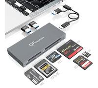 Lettore di schede CFexpress tipo B con USB 3.2 Gen 2 10Gbps, Portatile Adattatore 8 in 1 USB-C&USB-A a CFexpress tipo B/SD/TF/CF/XD/MS/USB, Leggi 6 Carte e 2 USB Contemporaneamente