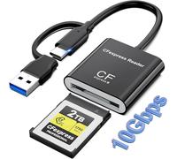 Lettore di Schede CFexpress Tipo B, Dispositivo Lettore 2-in-1 USB-C+USB-A per Schede CFexpress Tipo B con Adattatore 10Gbps USB 3.2 Gen 2, Compatibile Windows, Mac OS, Linux, Android, iPhone e Laptop