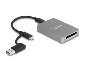 Lettore di schede DeLOCK USB Type-C in una custodia in alluminio per schede di memoria CFexpress o XQD - Nouvo