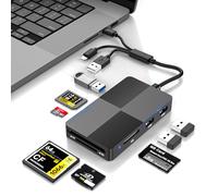 Lettore di schede di memoria 8 in 1, adattatore Memory Stick Pro Duo, lettore di schede SD/TF/MS/CF/XD con 3 porte USB 2.0, lettore multi-card USB-C/Lightning/USB-A per iPhone, iPad, Android, Mac, PC