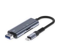 Lettore di schede di memoria SD/Micro SD con connettore Lightning/USB-A per iPhone - Grigio