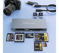 Lettore di schede di tipo B XQD 8 in 1 USB C/USB A per scheda CFexpress di tipo B, adattatore CFexpress da 10 Gbps per scheda di tipo B/CF/XD/MS/TF/SD con Windows/Mac/Linux/Android per iPhone 16/15