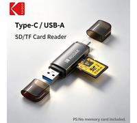 Lettore di Schede Kodak C210 4 in 1 USB 3.0 e Type C, Adattatore Dual Slot per Schede SD e TF per MacBook, PC e Laptop