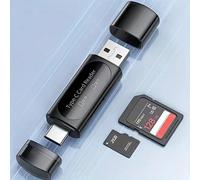 Lettore di schede Micro SD USB, adattatore 4 in 1 da Type-C/USB A a SD/MicroSD/SDXC/SDHC, lettore di schede di memoria a doppia slot, compatibile con PC, computer portatile Apple, Galaxy, tablet ABS