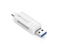 Lettore di schede MS, adattatore 2 in 1 USB-C e USB-A, plug-and-play per fotocamere, smartphone, laptop e tablet, bianco